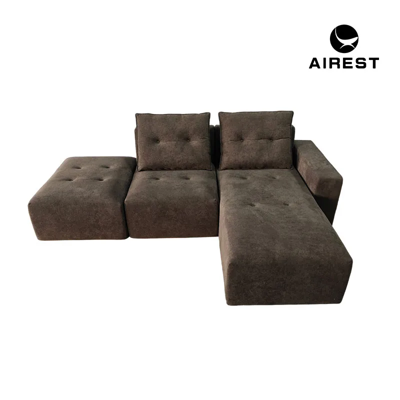 Vacuum Compressed L Shaped Modular Sofa with Chaise Lounge